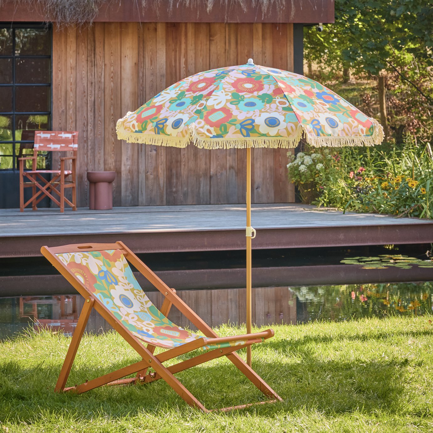 Habitat X Scion 1.6m Garden Parasol - Kukkia Print