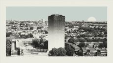 Illustration of Grenfell Tower disappearing against the nearby landscape