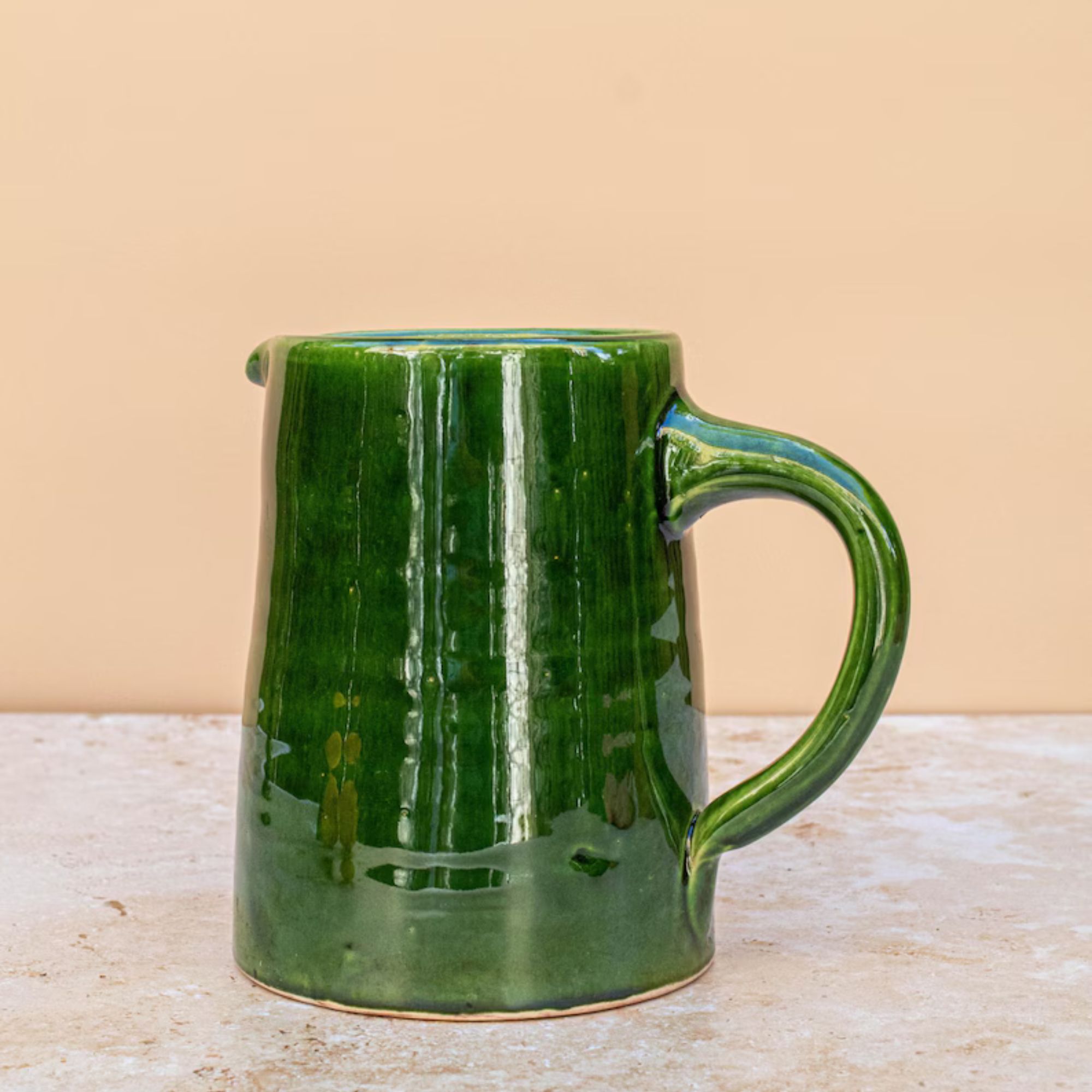 Green Moroccan Ceramic Jug: Handmade Vase, Pitcher (350ml)