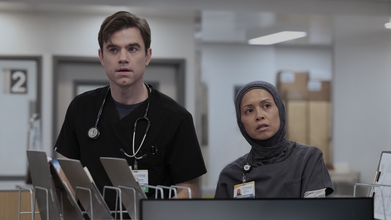 Langdon and Perlah in the ED in The Pitt 213