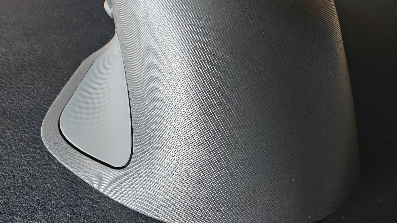 The Logitech MX Master 4 mouse, from different angles.