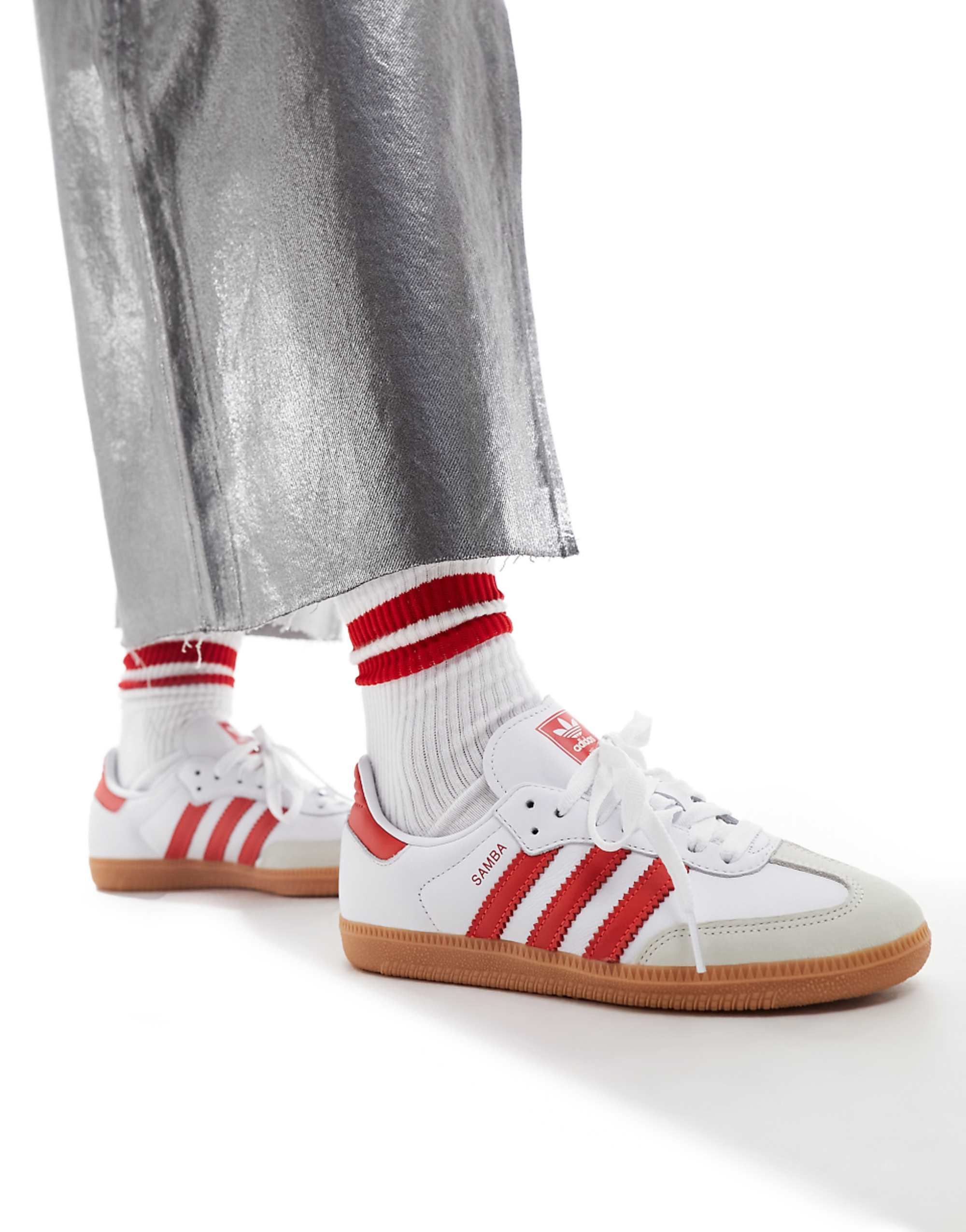 Adidas Originals Samba Trainers in White and Red