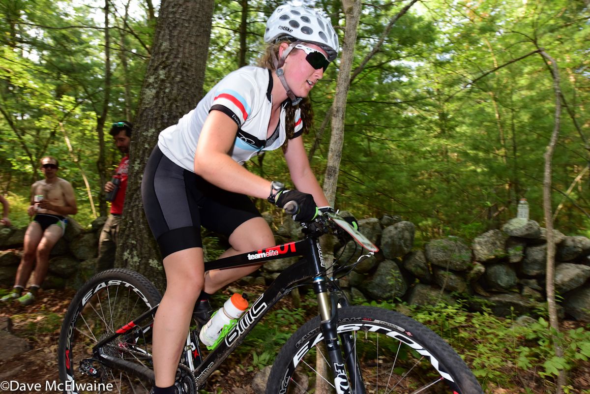 Catherine Harnden riding rocks on the third lap