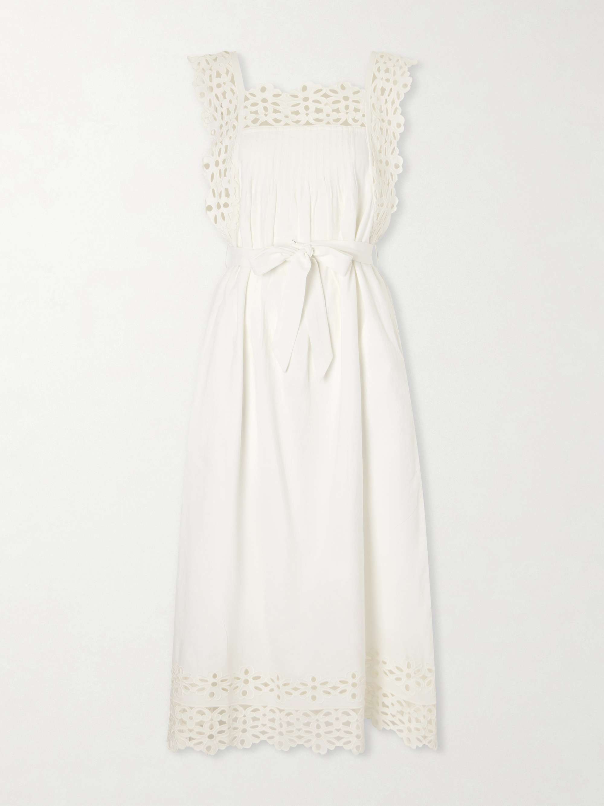 Leila Broderie Anglaise-Trimmed Cotton and Linen-Blend Midi Dress