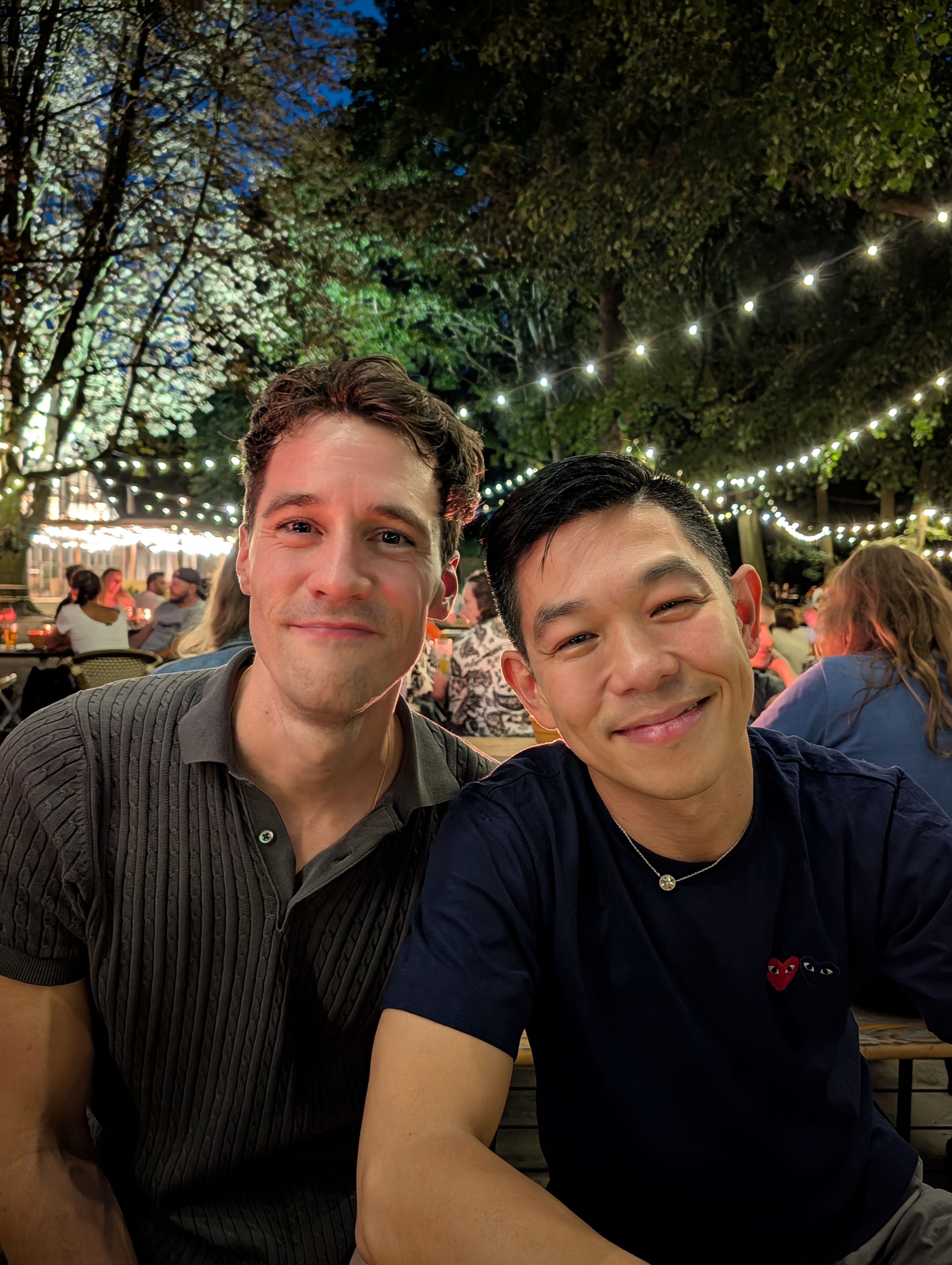 Two people posing for a selfie