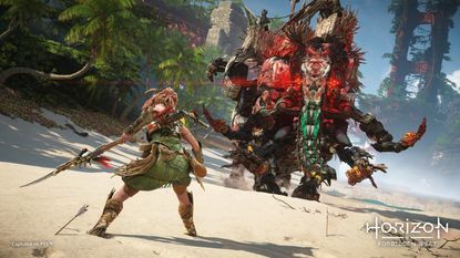 Aloy takes on a Tremortusk in Horizon Forbidden West
