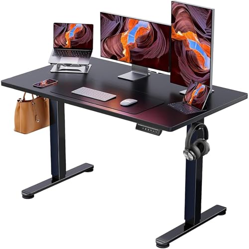 Ergear Height Adjustable Electric Standing Desk, 47.2 X 23.6 Inches Sit Stand Up Desk, Memory Computer Home Office Desk With Two-Piece Desktop (black)