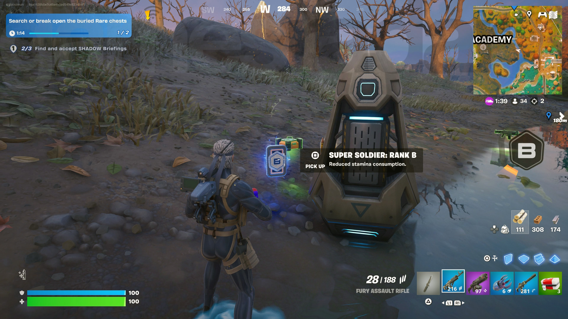Opening an OXR Drop Pod to collect Fortnite Boons