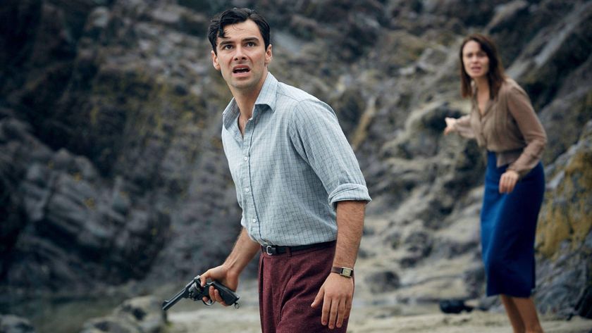 (L-R) Aidan Turner as Philip Lombard and Maeve Dermody as Vera Elizabeth Claythorne in "And Then There Were None"