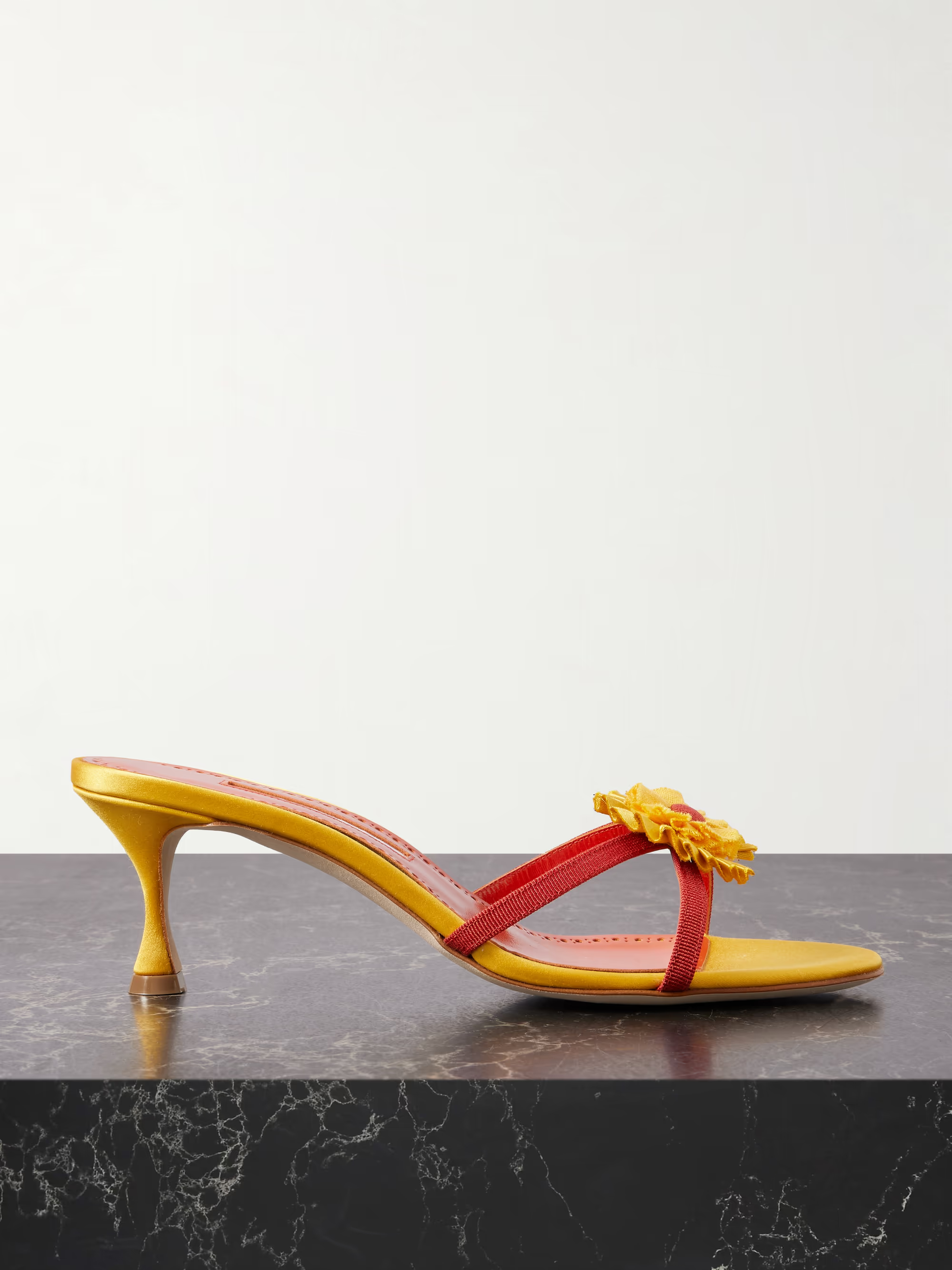 Manolo Blahnik, Paliss 50 Appliqu&eacute;d Grosgrain Mules