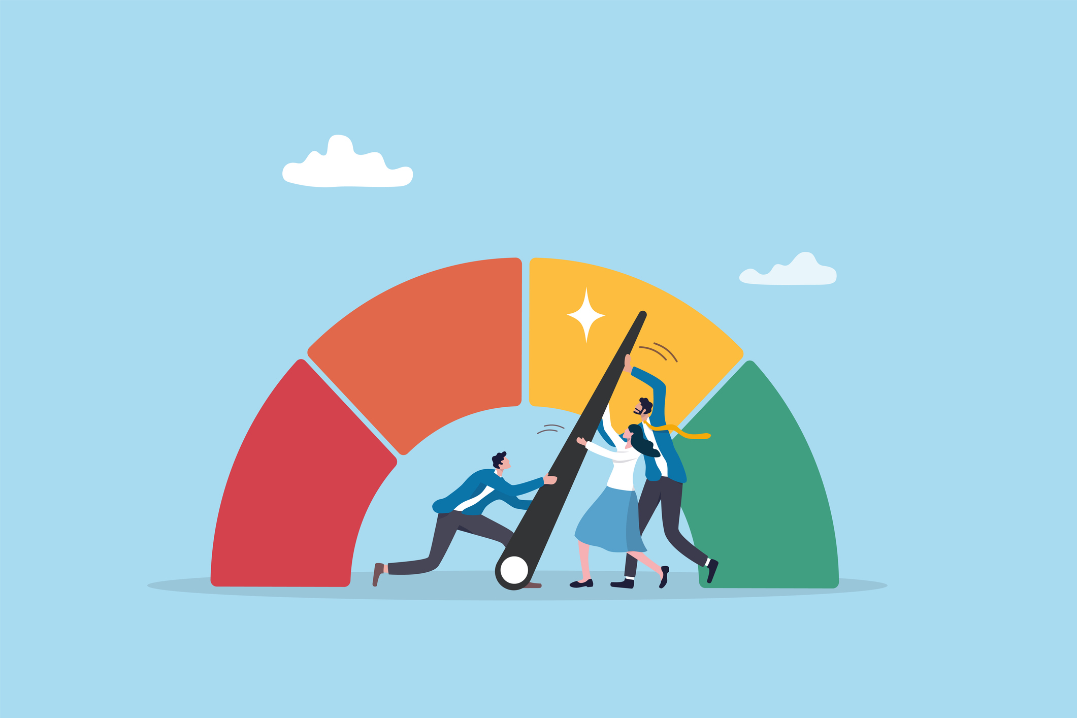 a picture of people raising an arrow to improve credit