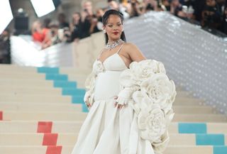 Rihanna attends The 2023 Met Gala Celebrating "Karl Lagerfeld: A Line Of Beauty" at The Metropolitan Museum of Art on May 01, 2023 in New York City