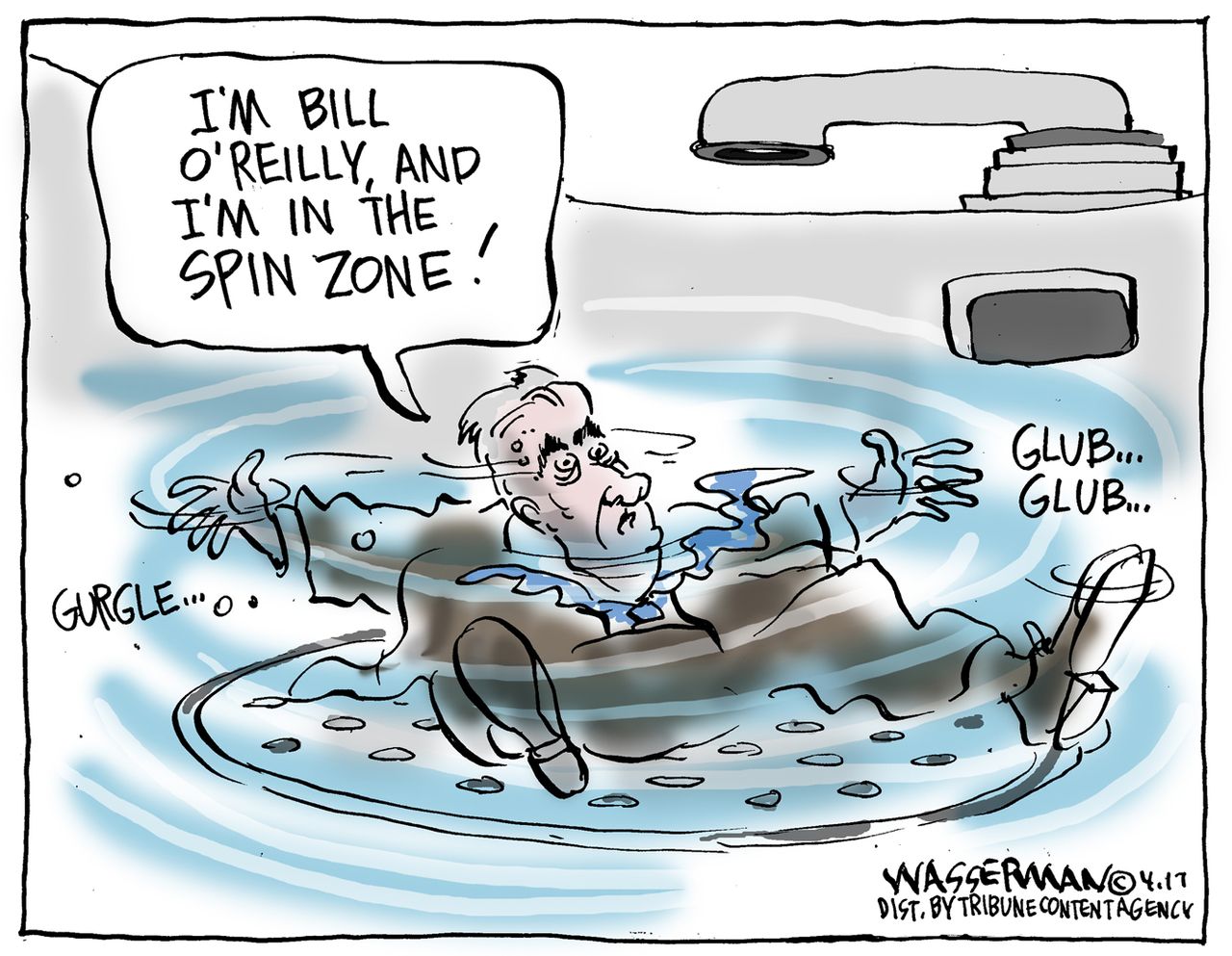 Editorial Cartoon U.S. Fox News Bill O&amp;#039;Reilly Factor spin zone fired