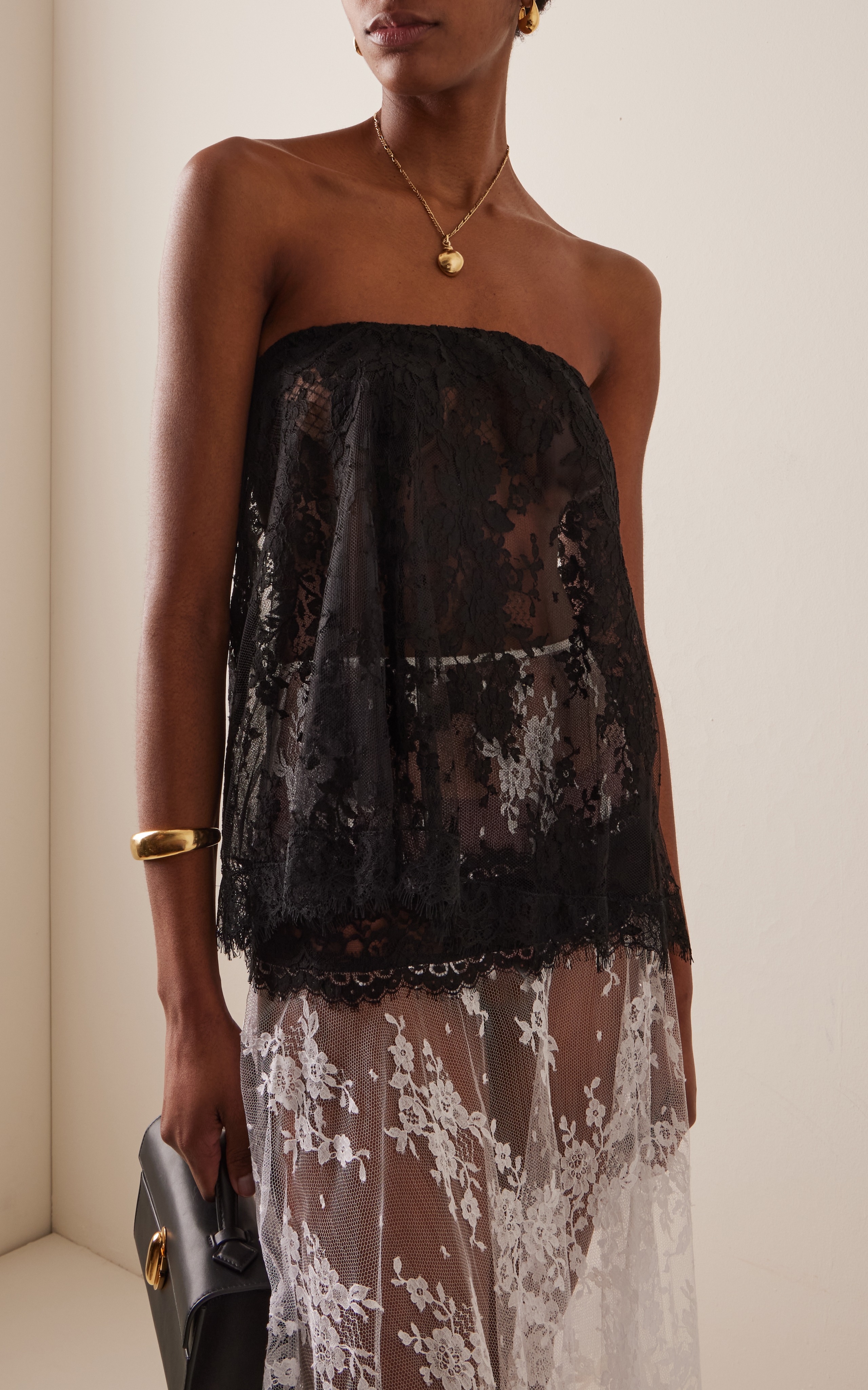 Semi-Sheer Cotton-Blend Lace Top