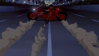 Kaneda slides his cool bike in Akira