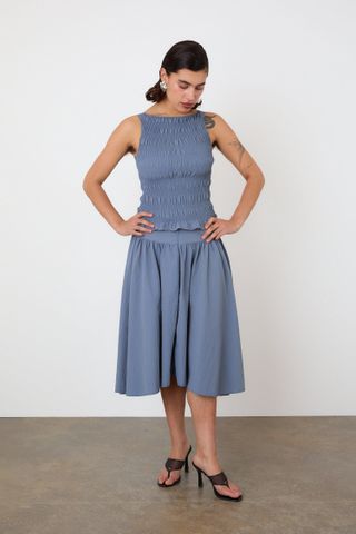 The Deba Midi Skirt, Denim Blue