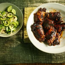 korean-style marinated chicken with noodles