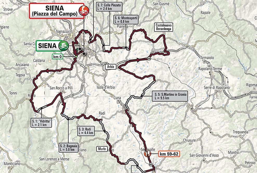 2019 Strade Bianche Women Route Map