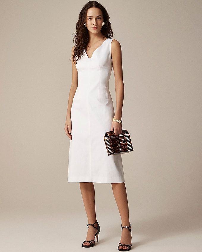 Corset Midi Dress in Stretch Twill