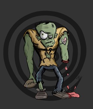 Zombie with spiral background