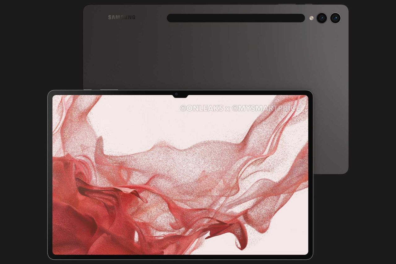 Samsung Galaxy Tab S( Ultra renders showing the front and back panels