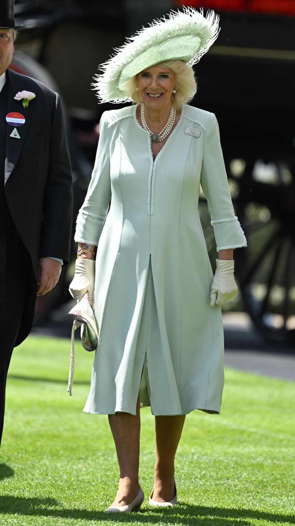 Queen Camilla's mint green Ascot dress with fringed cuffs Woman & Home