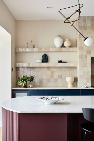 scandi kitchen with white tiles on the backsplash