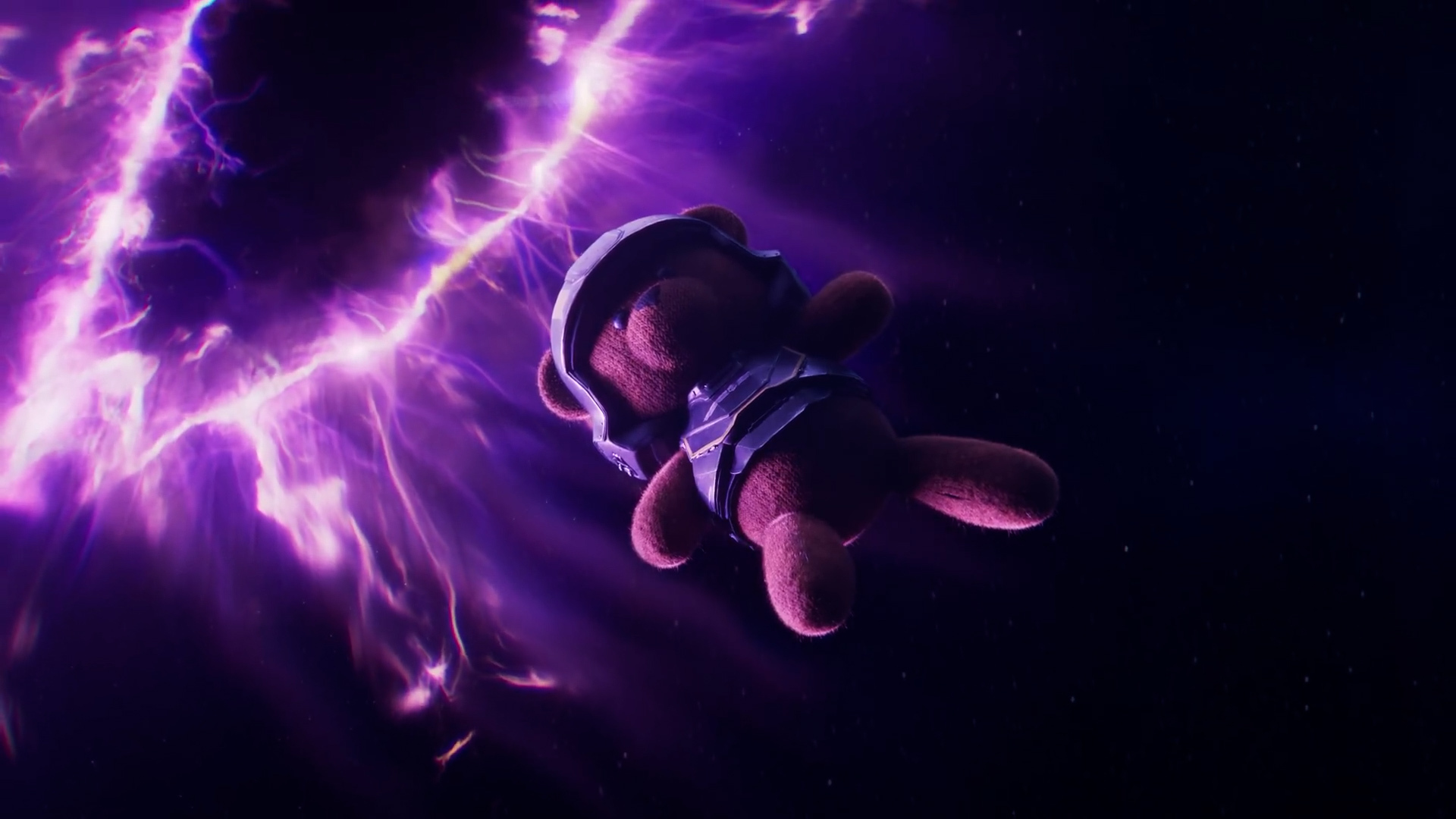 A teddy bear flies towards a void in the Helldivers 2 Face the Unknown teaser trailer.