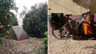 Isobel's tent and bike