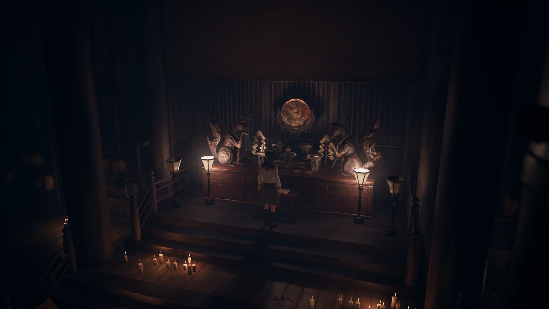 Silent Hill f screenshot of Hinako at a shrine