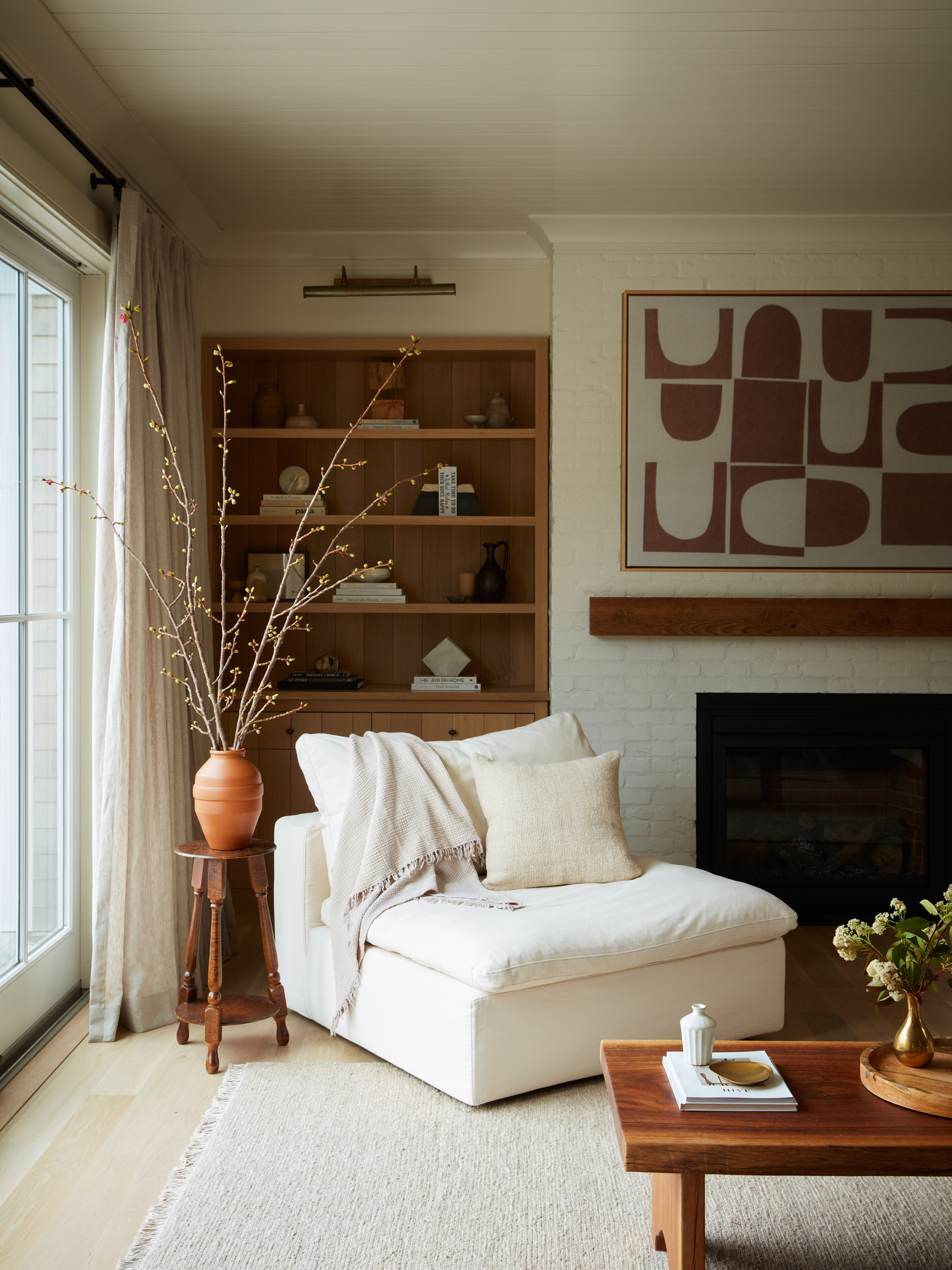 neutral living space with earth tones