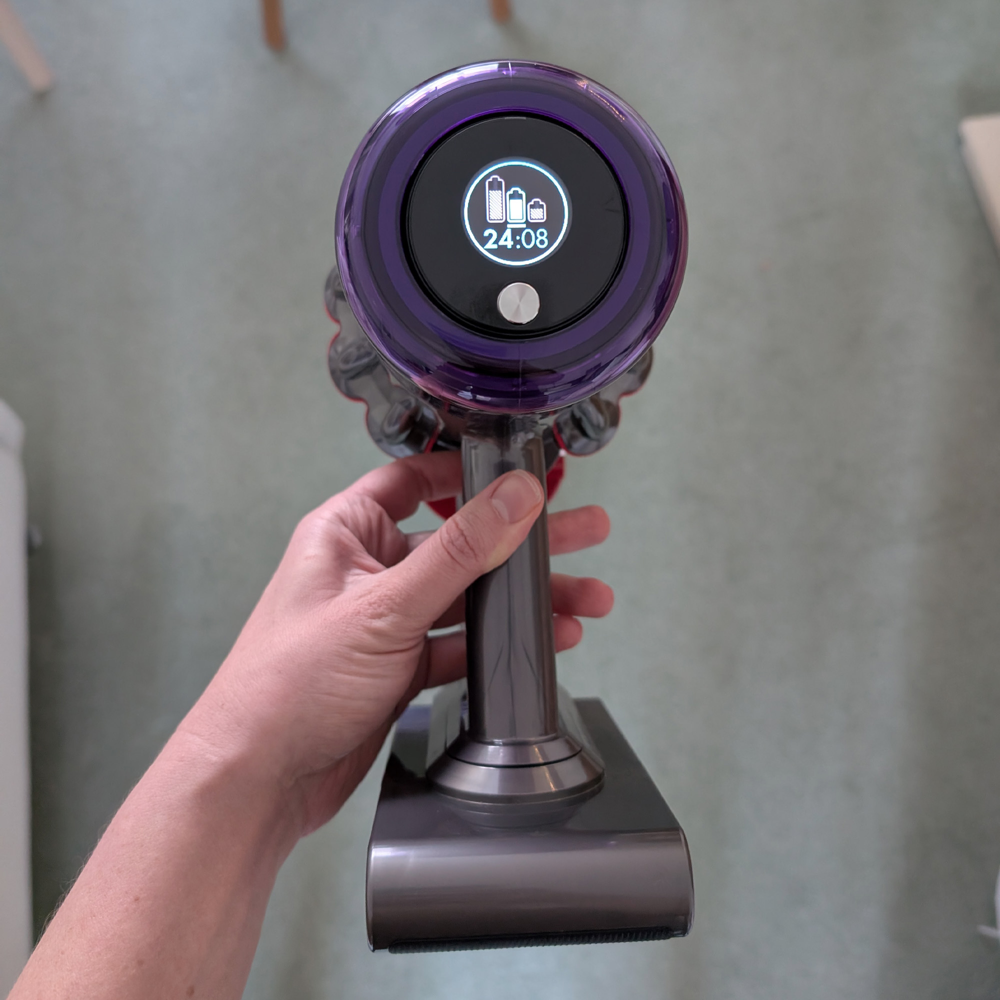 The Dyson V11 Advanced being tested at home