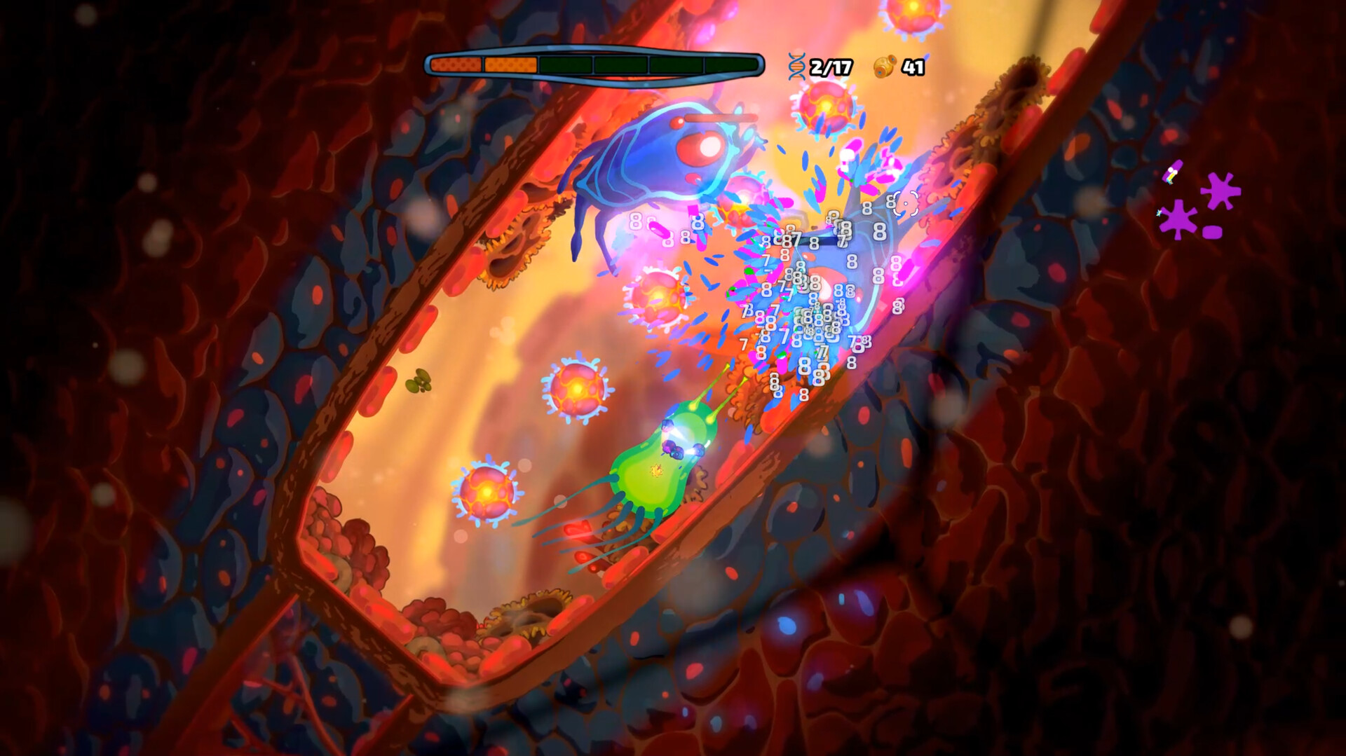 Battling enemies in Pathogenic.