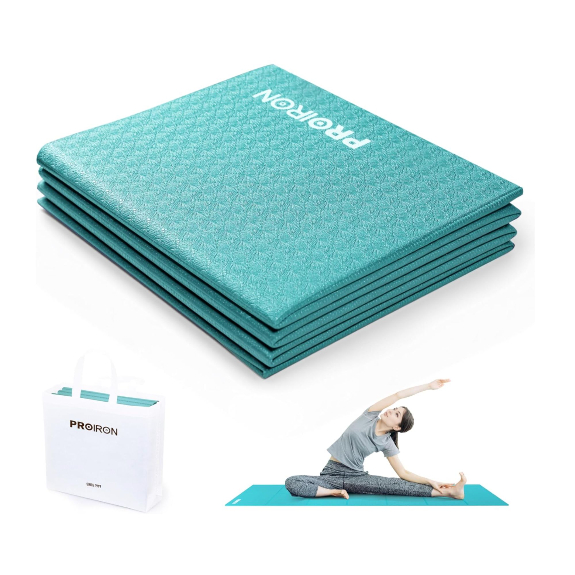 PROIRON Travel Yoga Mat Foldable 4mm/6mm, Folding Exercise Mat Non Slip TPE Yoga Matt for Women Gym Home, Pilates, Workout, Fitness, Stretching, Lightweight...