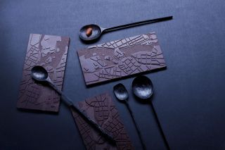 A sculptural map of the old town on a chocolate bar