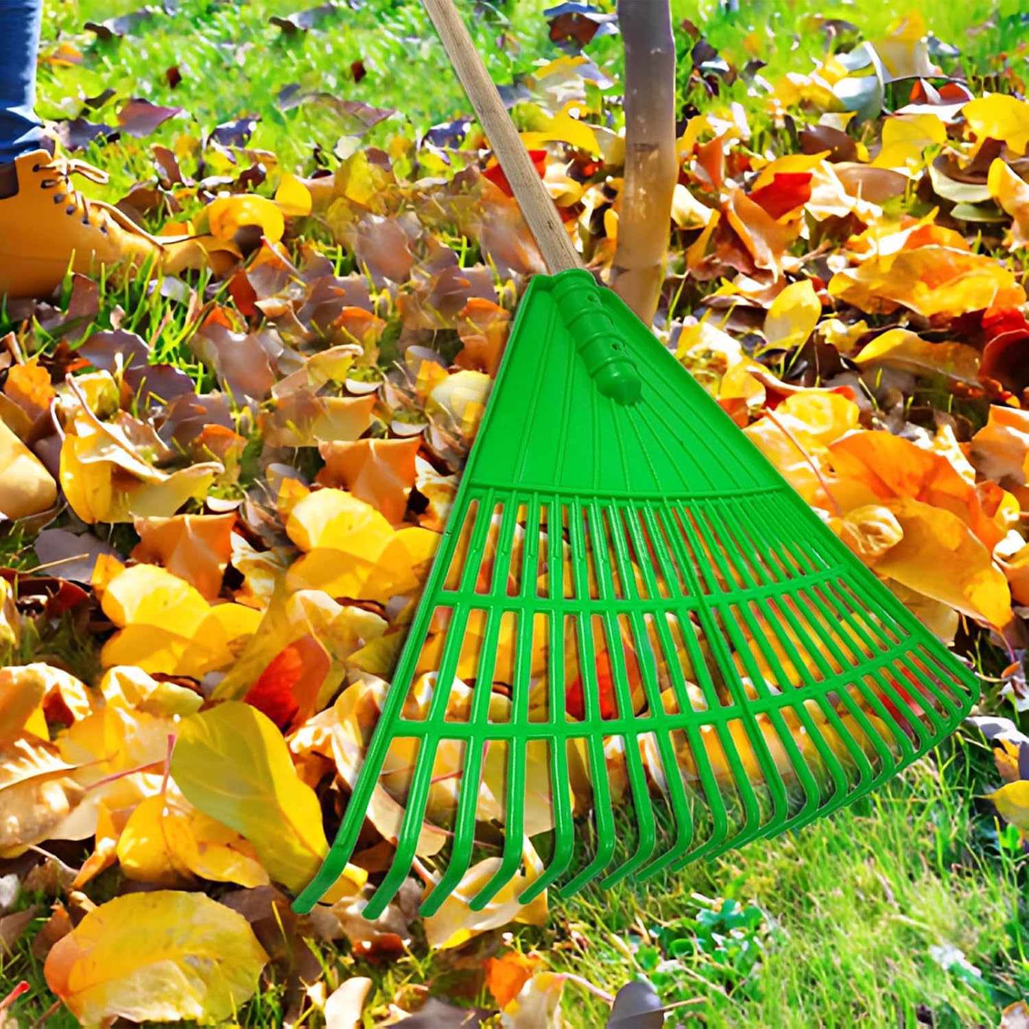 Yard Grass Rake Garden Rake Lawn Rake, Large Plastic Leaf Rake Head Replacement, Plastic Rake Hand Rake Garden Tool, Sanitation Rake Grass Sweeping and Leaf Falling Outdoor Special (green)