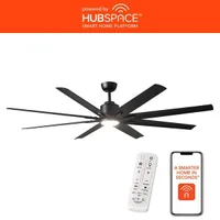 Home Decorators Collection Smart Indoor/Outdoor Matte Black Ceiling Fan Powered by Hubspace