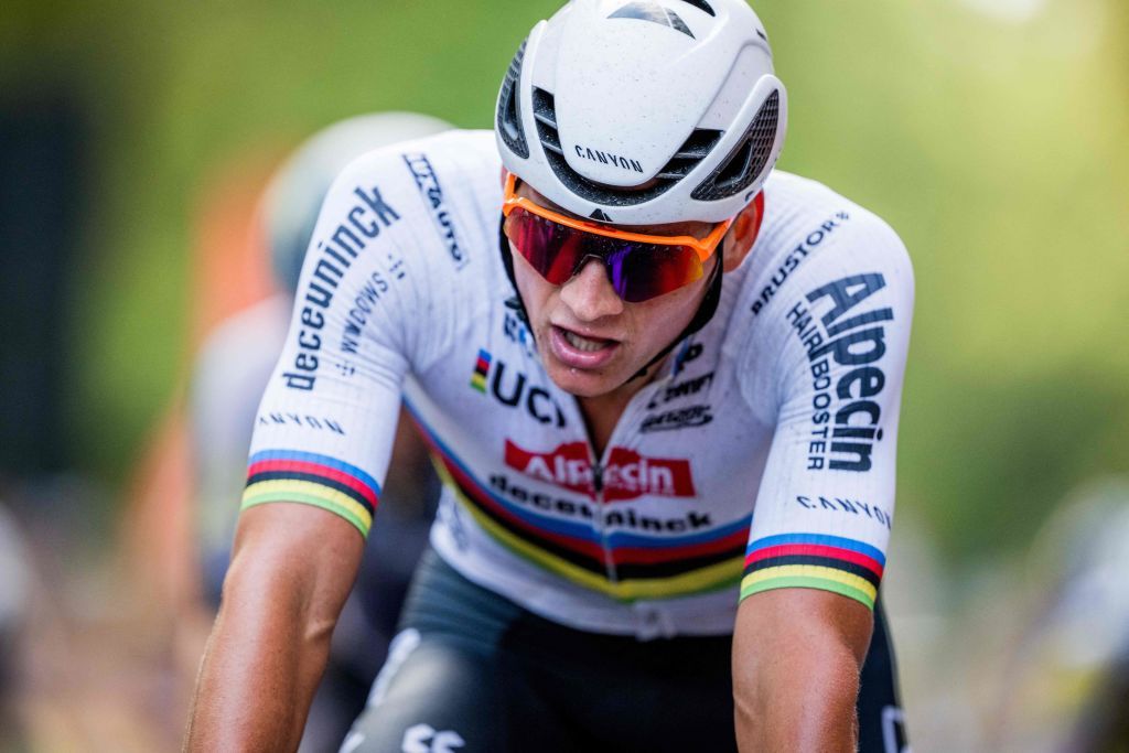 Dutch Mathieu van der Poel of AlpecinDeceuninck pictured in action during the one day cycling race Grand Prix de Wallonie 2013km from Aywaille to the Citadelle de Namur in Namur Wednesday 13 September 2023 BELGA PHOTO JASPER JACOBS Photo by JASPER JACOBS BELGA MAG Belga via AFP Photo by JASPER JACOBSBELGA MAGAFP via Getty Images