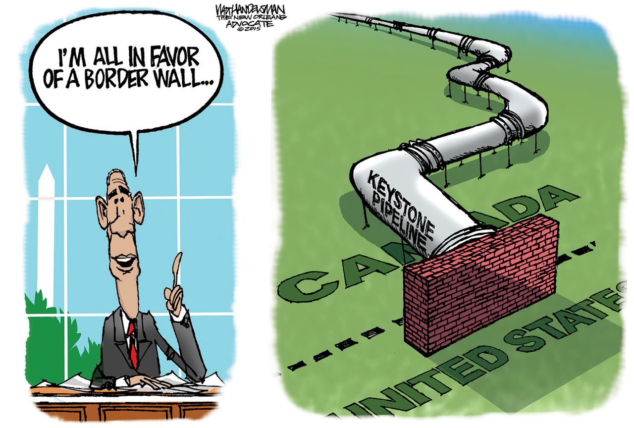 Obama cartoon Keystone XL Pipeline