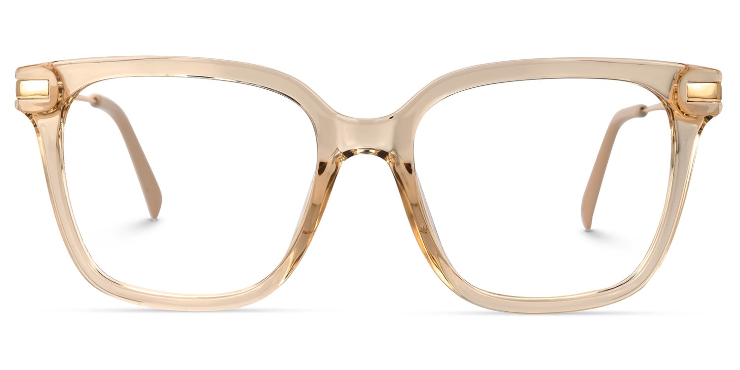 Jacqui Square Champagne Eyeglasses and Crystal Frame