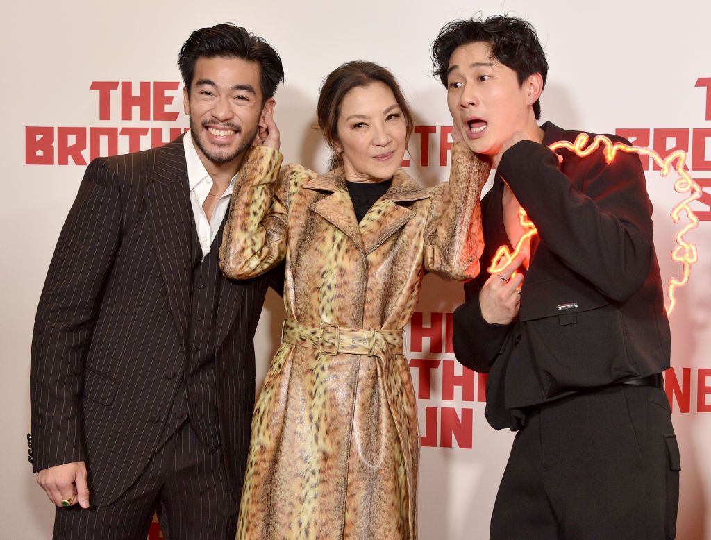  Justin Chien, Michelle Yeoh and Sam Song Li attend the Los Angeles premiere of Netflix&#039;s &quot;The Brothers Sun&quot;