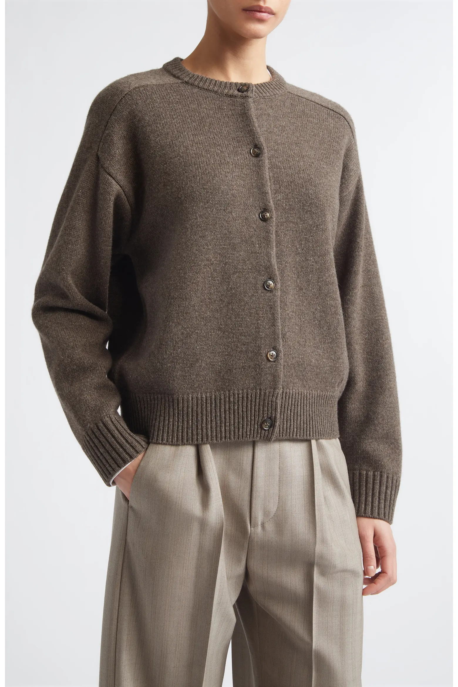 LOULOU DE SAISON, Aidar Crop Wool & Cashmere Crewneck Cardigan