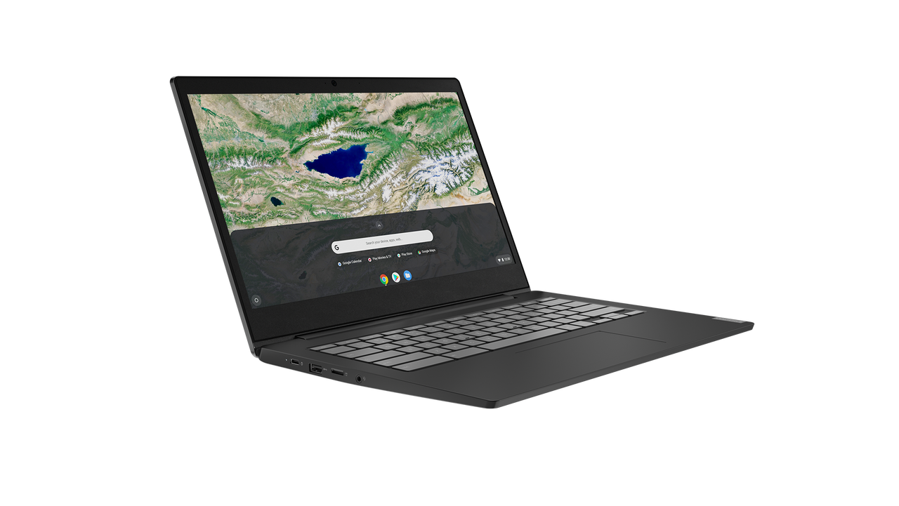 The Lenovo Chromebook S340 in black.