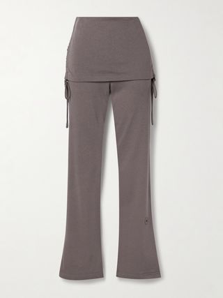 Gathered Organic Cotton-Blend Jersey Flared Pants