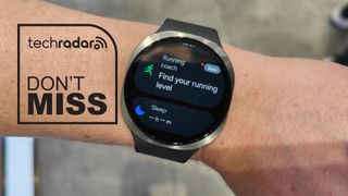 Samsung Galaxy Watch 8 worn on a wrist and with a TechRadar Don't Miss banner