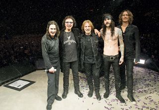 (From left) Ozzy Osbourne, Tony Iommi and Geezer Butler with drummer Tommy Clufetos and keyboardist/guitarist Adam Wakeman