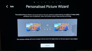 LG G4 OLED TV picture wizard setup screen