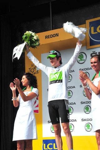 Geraint Thomas (Sky) holds the white jersey for another day.