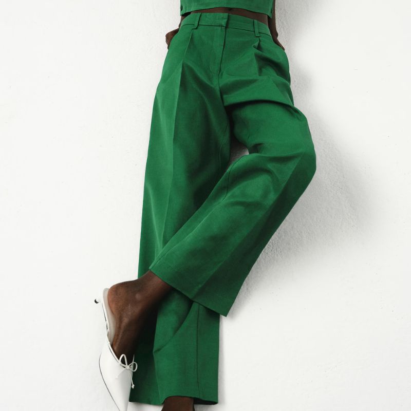 green suit trousers from Mango