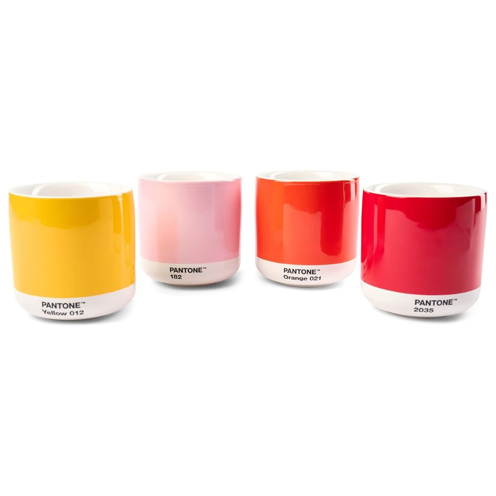 Pantone Latte Cup Set of 4 Yellow, Red, Orange, Light Pink